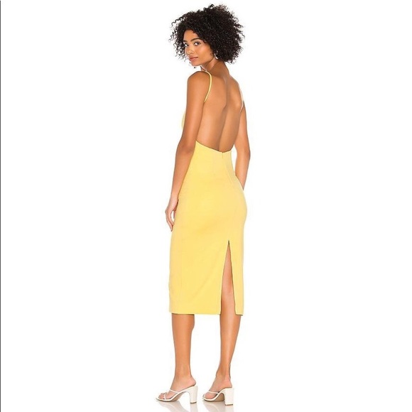 REVOLVE NBD Pastel Yellow Carmensita Midi Backless Dress - Picture 3 of 3